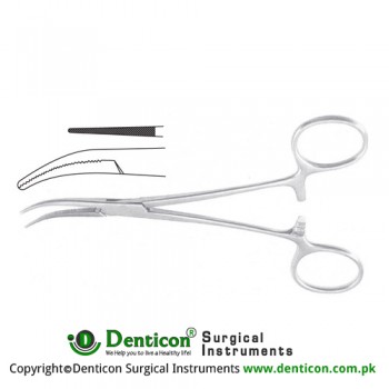 Dandy-Mosquito Haemostatic Forceps Laterally Curved - Cross Serrated Stainless Steel, 12 cm - 4 3/4"